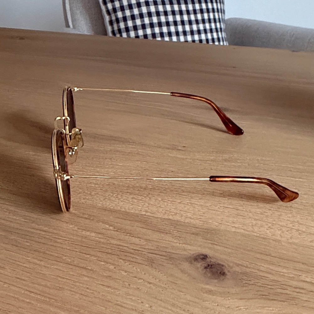 VINTAGE B&L RAY BAN SMALL ROUND METAL WITH TORTOISE W1675 TORTUGA SUNGLASSES - Picture 5 of 8